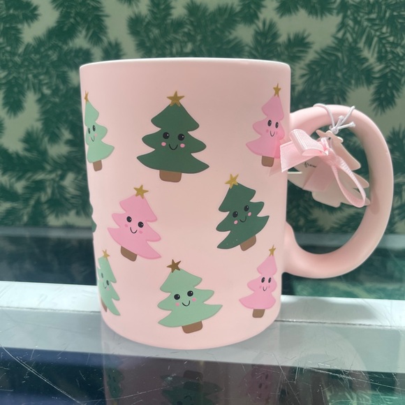 Pink Christmas Trees Soft Touch Kawaii Style Mug NEW - Picture 3 of 3